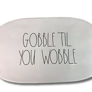 Rae Dunn holiday 15" platter GOBBLE TIL' YOU WOBBLE Thanksgiving/Christmas